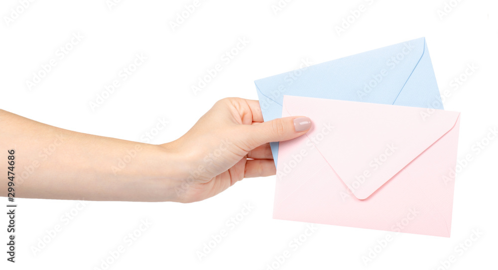 Paper envelope for mail, letter for post. Isolated on white.