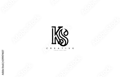 Monogram Linear Shape Linked Letter KS Logotype