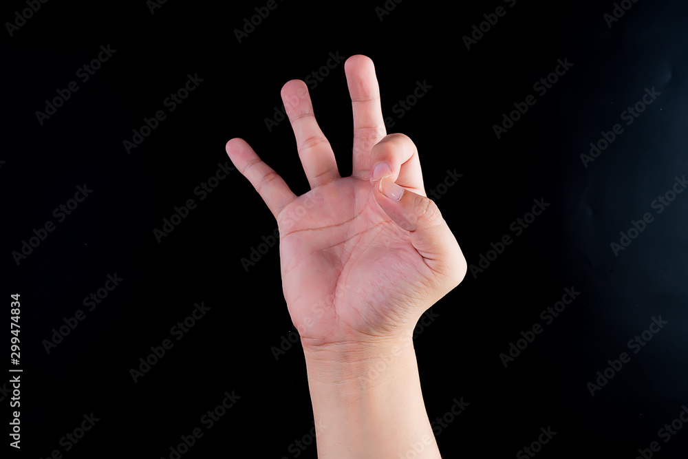 Hand symbols on black background, for drawing or used to communicate Hand symbols on black background, for drawing or used to communicate