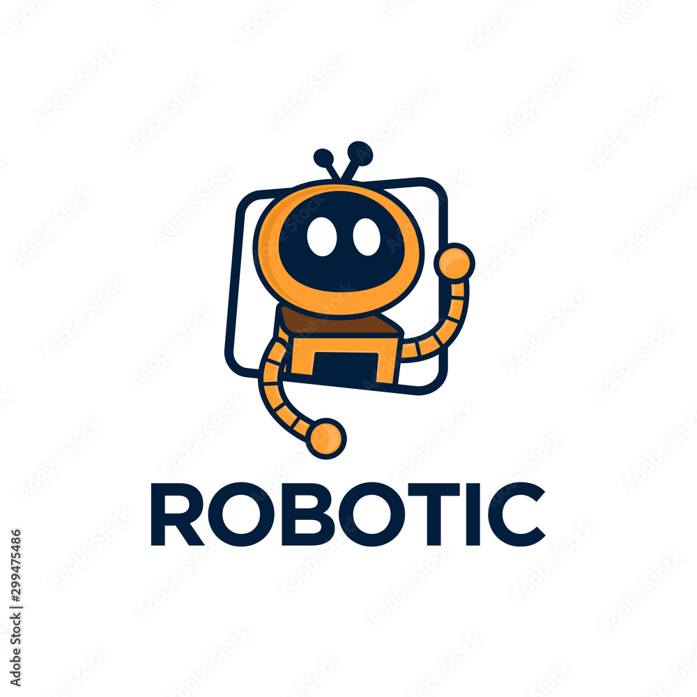 Fototapeta premium Robotic logo cartoon character design modern future technology