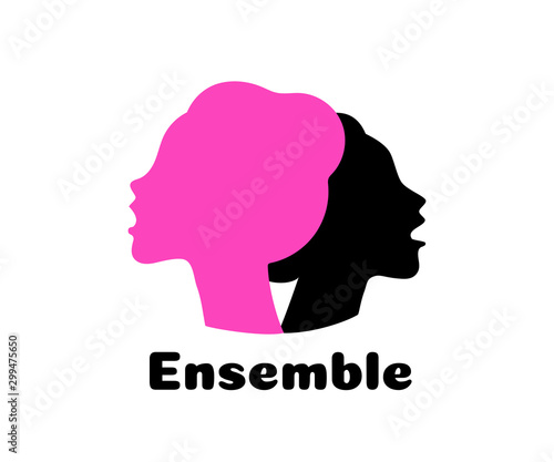 Choir logo vector illustration. Singing people, music. Music, singing, worship concept.