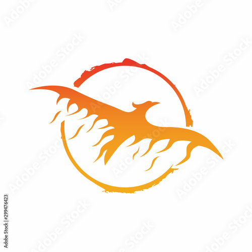 Circle Eagle Fire Logo Design Vector 