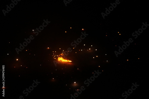 Closeup shot of ground chakra / sangu chakara on the day of deepavali celebration on the night