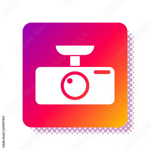White Car DVR icon isolated on white background. Car digital video recorder icon. Square color button. Vector Illustration