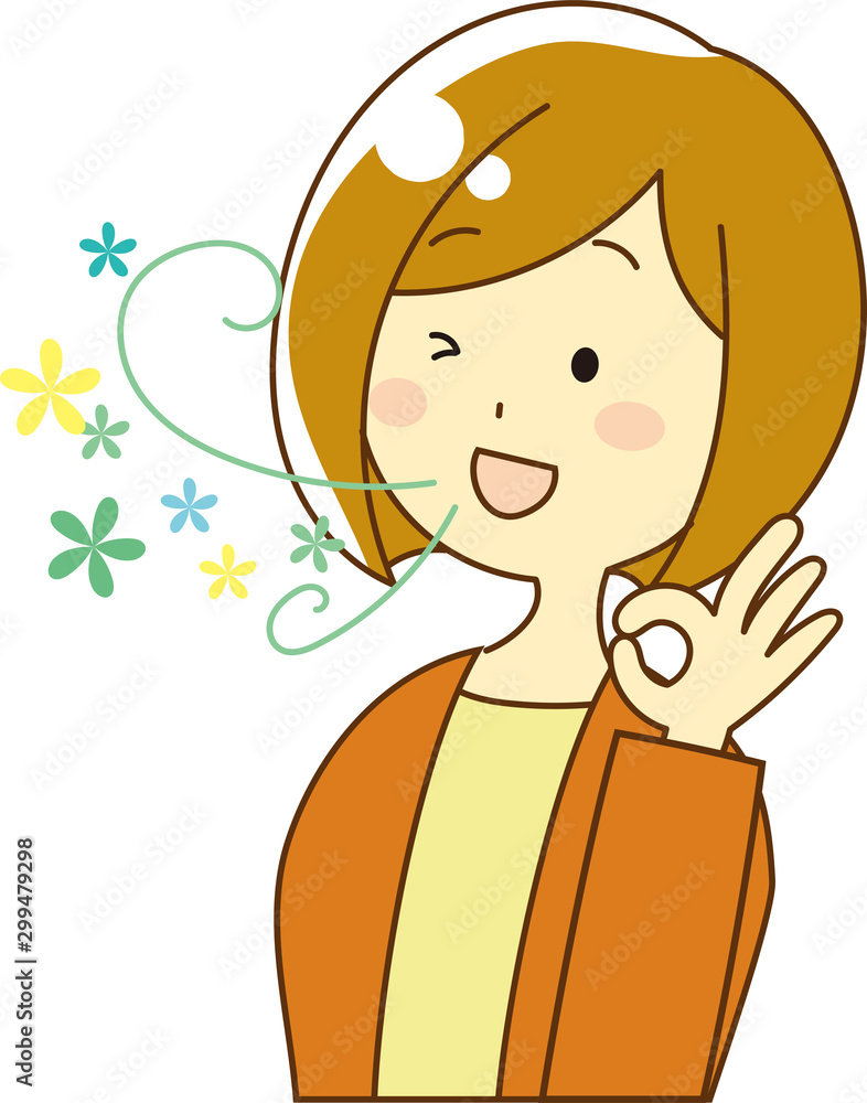 A woman whose worries have been resolved A woman whose worries have been resolved
