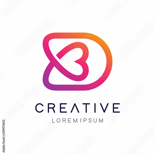 Letter D with Love logo icon vector illustration