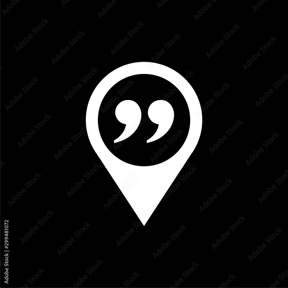 Quote icon. Quote sign icon isolated on black background
