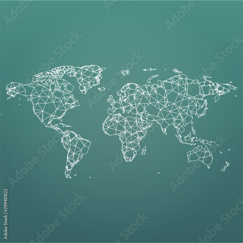Abstract world map with lines. Stock Vector illustration isolated on modern background.