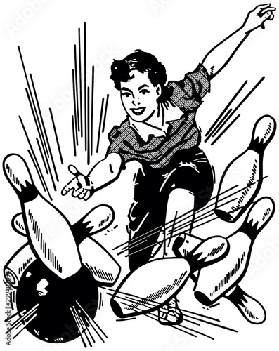 Woman Bowling Strike