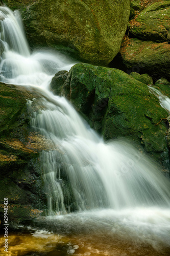 Maly Falls in super green forest surroundings  Czech Republic
