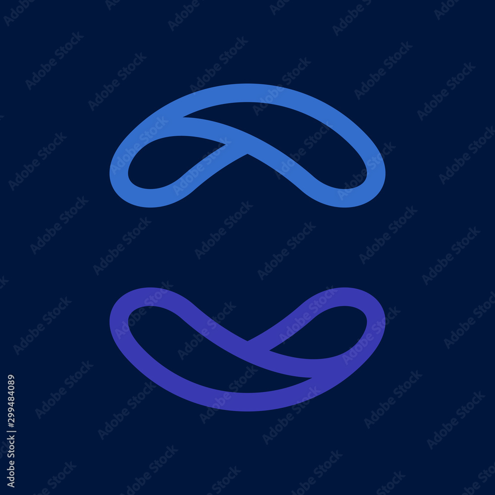 Eco line circle logo formed by twisted blue drops. Eco line circle logo formed by twisted blue drops.