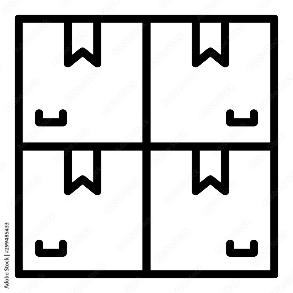 Carton boxes stack icon. Outline carton boxes stack vector icon for web design isolated on white background Carton boxes stack icon. Outline carton boxes stack vector icon for web design isolated on white background