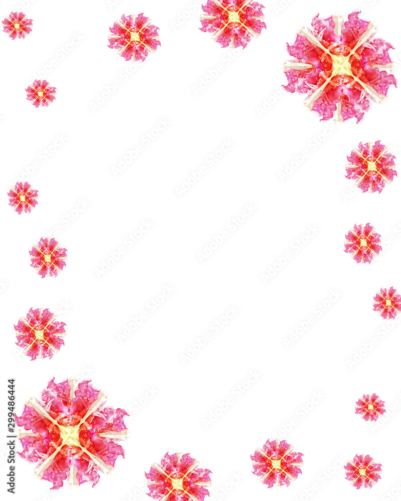 corner pattern on both sides, ornament, abstract red flower, watercolor stain, blot on a white background, ornament, for notepad and glider corner pattern on both sides, ornament, abstract red flower, watercolor stain, blot on a white background, ornament, for notepad and glider