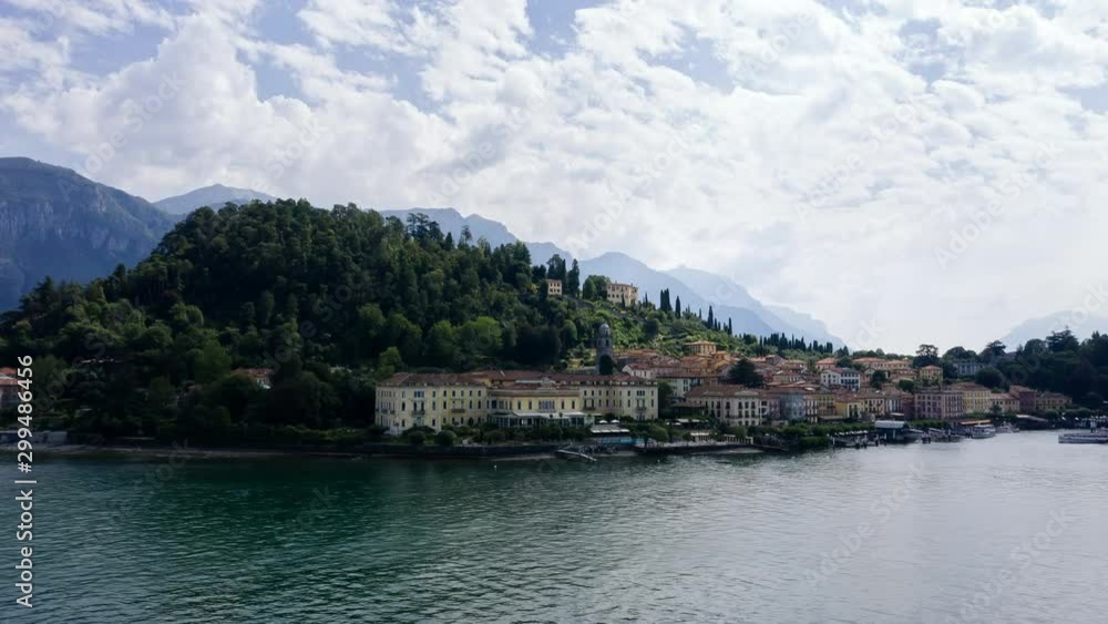 Aerial Time Lapse In Motion Or Hyperlapse Of Lake Como, Bellagio City, Italy Aerial Time Lapse In Motion Or Hyperlapse Of Lake Como, Bellagio City, Italy