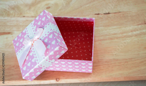 Pink open heart shaped gift box