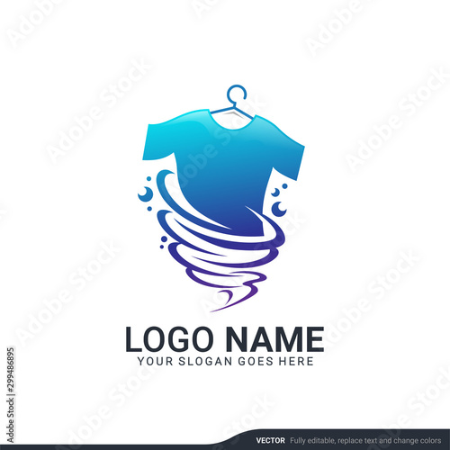 Modern laundry services logo design. Editable logo design