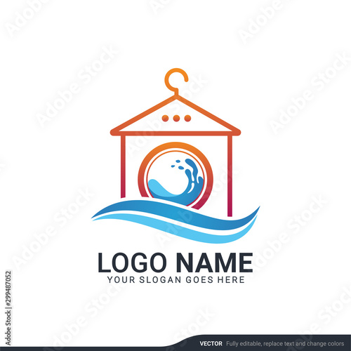 Modern laundry services logo design. Editable logo design