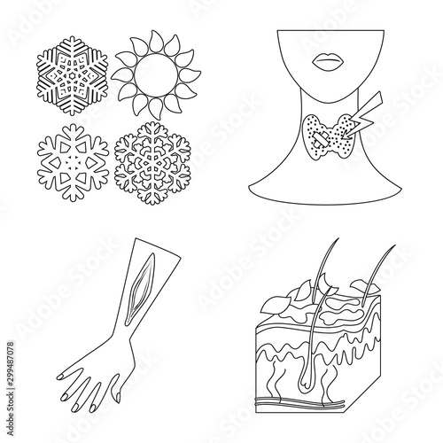 Isolated object of disease and healthcare icon. Collection of disease and pain stock vector illustration.