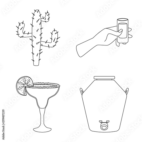 Vector illustration of Mexico and tequila symbol. Collection of Mexico and fiesta stock vector illustration.