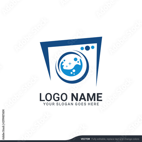 Modern laundry services logo design. Editable logo design