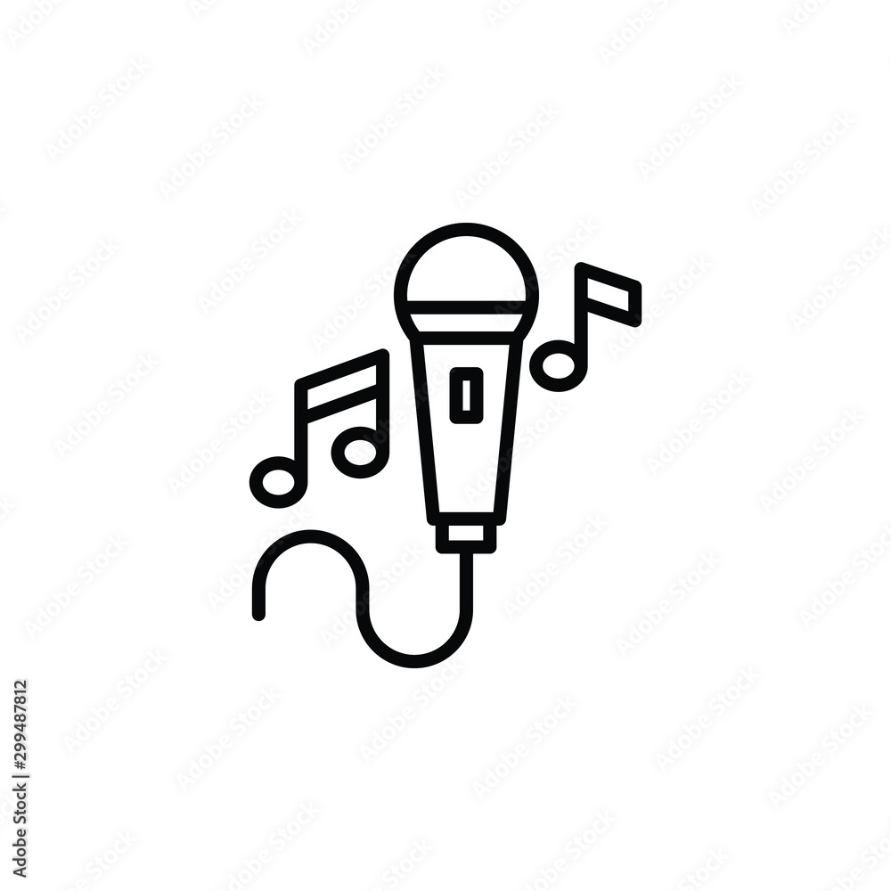 Karaoke microphone line thin icon on white background. Vector illustration eps10.