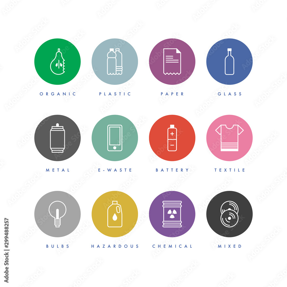 Vector garbage waste reduce reuse recycle icons
