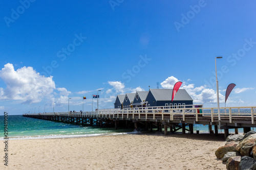 Famous wooden Busselton jetty in Western Australia on a sunny day, Busselton, Western Australia photo