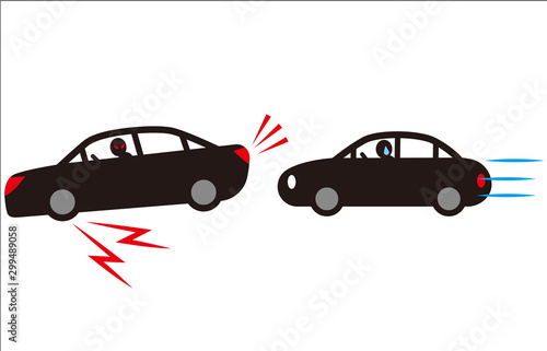 急ブレーキをかけるあおり運転.ベクター素材.