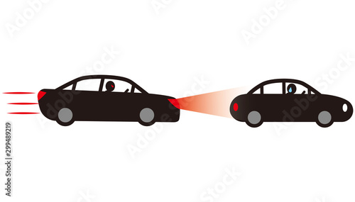 パッシングするあおり運転.ベクター素材.