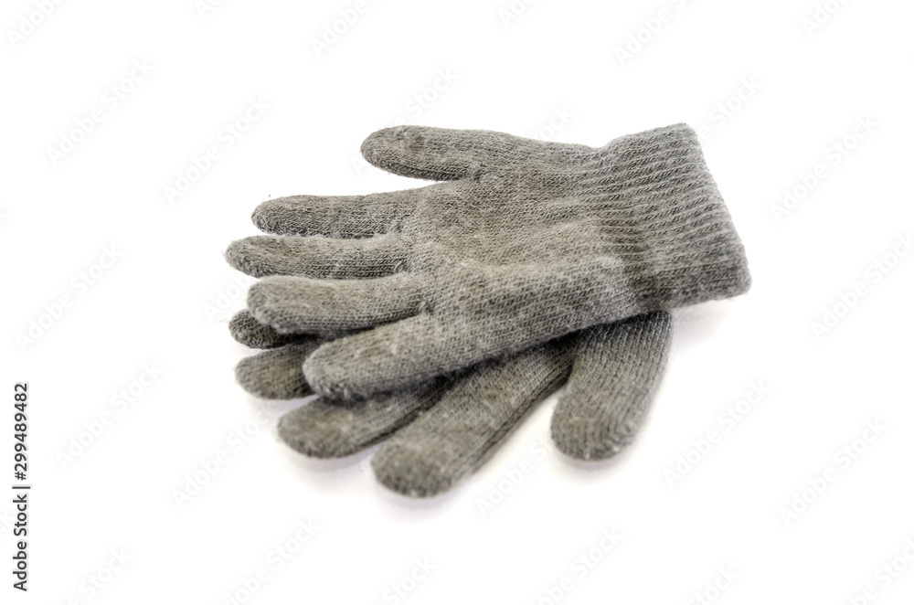 gray gloves isolated on white background gray gloves isolated on white background