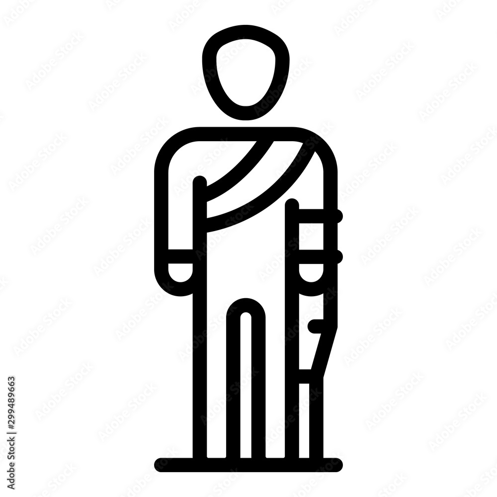Sad injury man icon. Outline sad injury man vector icon for web design isolated on white background Sad injury man icon. Outline sad injury man vector icon for web design isolated on white background