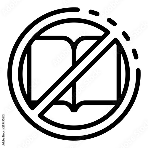 No book reading icon. Outline no book reading vector icon for web design isolated on white background