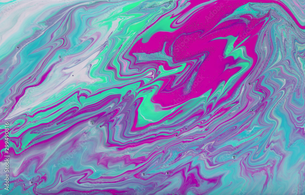 Purple and green marble pattern. Abstract liquid background.