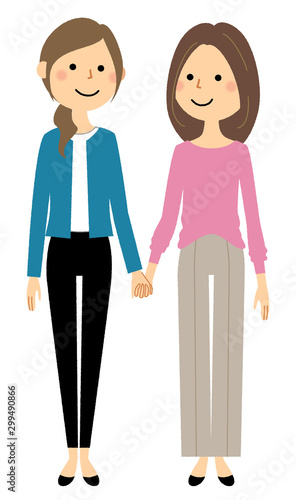 手をつなぐ同性カップル　友人