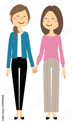 手をつなぐ同性カップル　友人