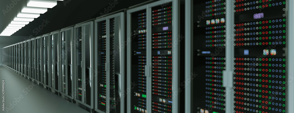 Server room data center. Backup, mining, hosting, mainframe, farm and computer rack with storage information. 3d render Server room data center. Backup, mining, hosting, mainframe, farm and computer rack with storage information. 3d render