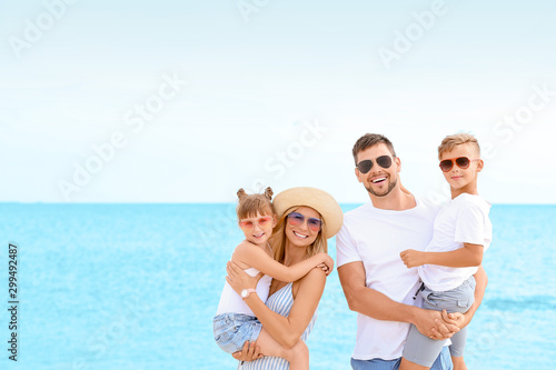 Portrait of happy family on...