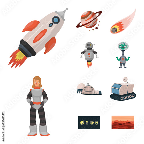 Vector design of space and galaxy icon. Set of space and travels stock vector illustration.