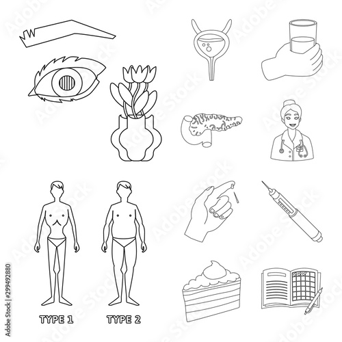 Vector illustration of mellitus and diabetes symbol. Collection of mellitus and diet vector icon for stock.