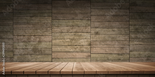 Fototapeta Naklejka Na Ścianę i Meble -  Colorful wooden platform background: wood wall.  ( 3D rendering computer digitally generated illustration.)