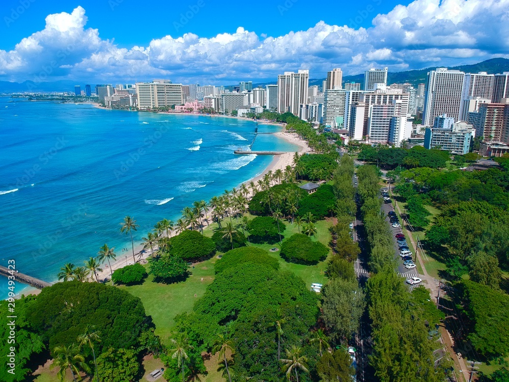 aerial view of Waikiki beach