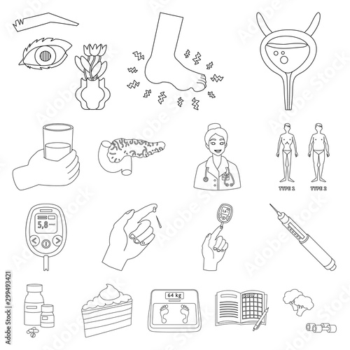 Isolated object of mellitus and diabetes symbol. Set of mellitus and diet vector icon for stock.