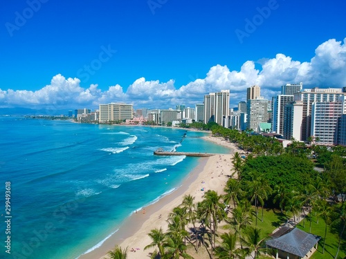 Aerial view of Waikiki beach 