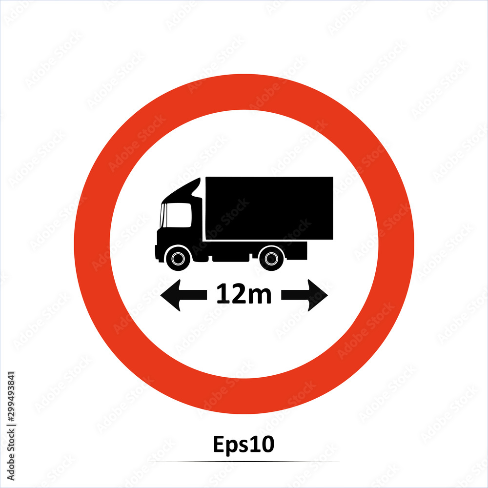 Road sign. Truck icon. Vector Illustration. Red prohibition sign. Stop symbol Road sign. Truck icon. Vector Illustration. Red prohibition sign. Stop symbol