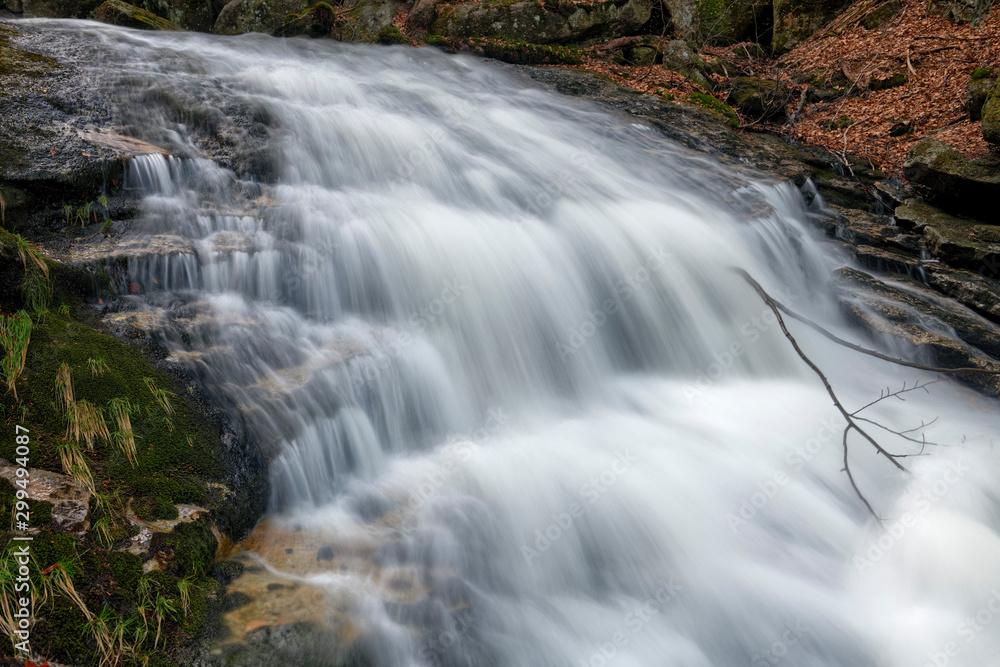 Jeleni Falls in super green forest surroundings, Czech Republic