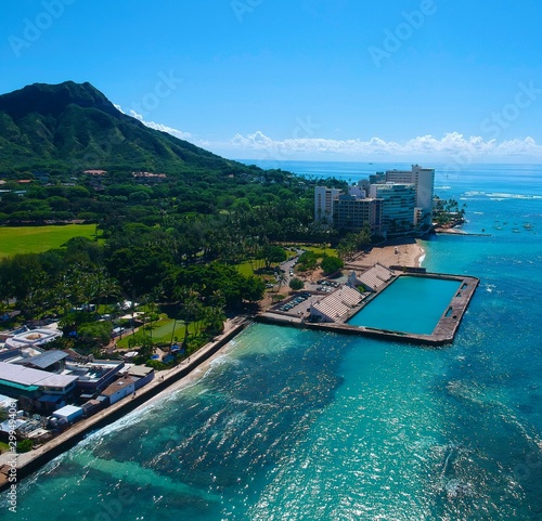 Aerial view of Waikiki beach 