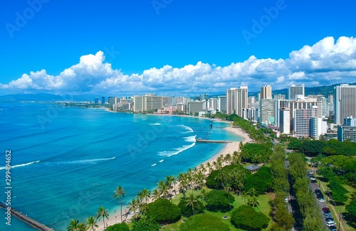 Aerial view of Waikiki beach Hawaii  © Elias Bitar