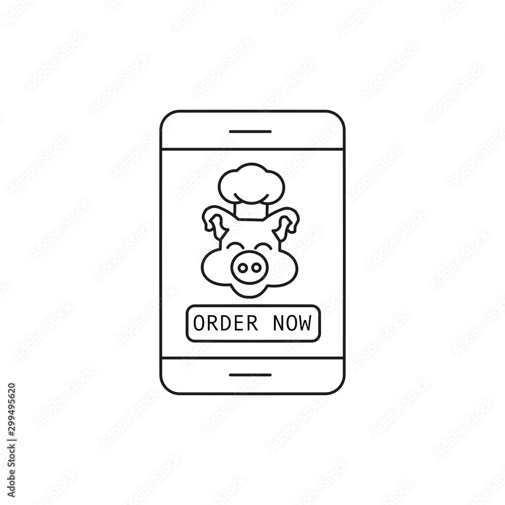 Online food order concept. Outline thin line flat illustration. Isolated on white background. Online food order concept. Outline thin line flat illustration. Isolated on white background.