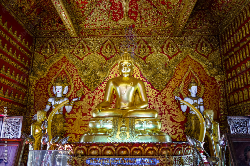 Gold Buddha statue, Wat Buppharam temple, Chiang Mai, Thailand