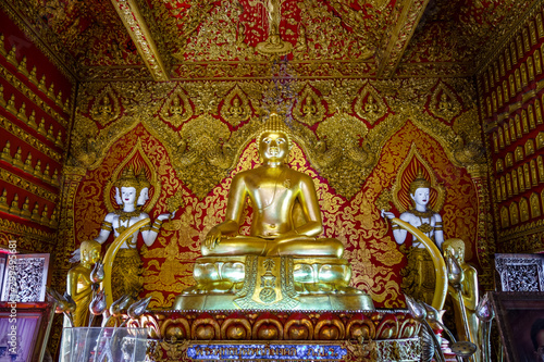 Gold Buddha statue, Wat Buppharam temple, Chiang Mai, Thailand